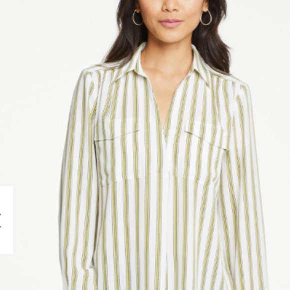 NWT Ann Taylor and White Striped Blouse - Picture 1 of 8